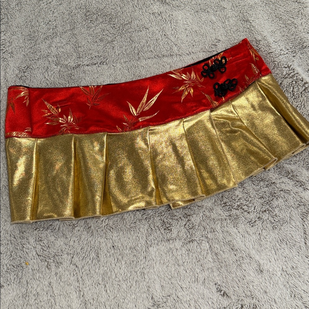 Red and Gold Pleated Skirt Asian style